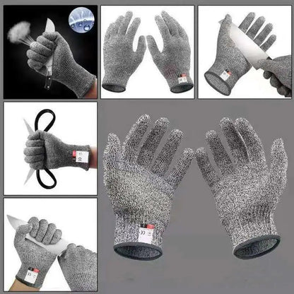 HPPE Level 5 Safety Cut-Resistant Gloves Anti Cut Proof Grey Anti-Cut Level Work Garden Butcher Gardening Handguard Kitchen Tool Pi-Mart
