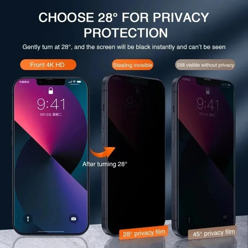 1-4Pcs Privacy Screen Protector for iPhone 14 13 11 12 Pro Max Mini 8 Plus Anti-spy Protective Glass for iPhone 15 16 17 XS MAX NovaCart