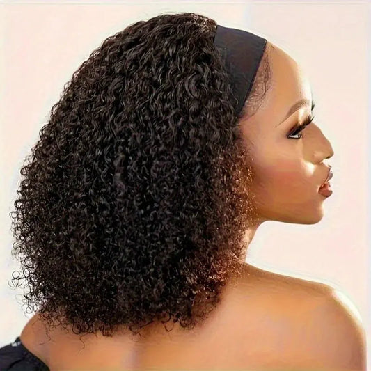 200% Density Human Hair Wig Short Headband Bob Wig Natural Black Short Curly Bob Cut Glueless Kinky Curly Headband Wig NovaCart