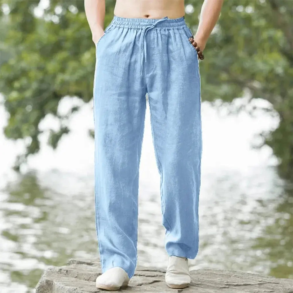 Men's Beach Pants Joggers  Streetwear Cotton Linen Sweatpants Casual Pants Hawaiian Vacation Loose Summer Long NovaCart