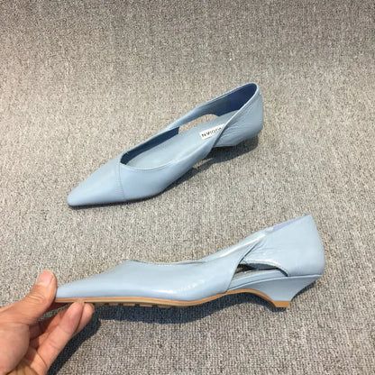 Shoes for Woman 2024 Comfortable Women's Summer Footwear Moccasins Blue Low Heel Elegant Pointed Toe High Quality Popular Young NovaCart