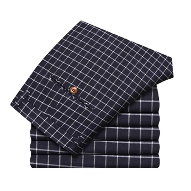 Summer dress pants for men Cotton Casual cargo Pants Man Straight Loose Suit pants Plaid Trousers Male Big size Brand Clothes NovaCart