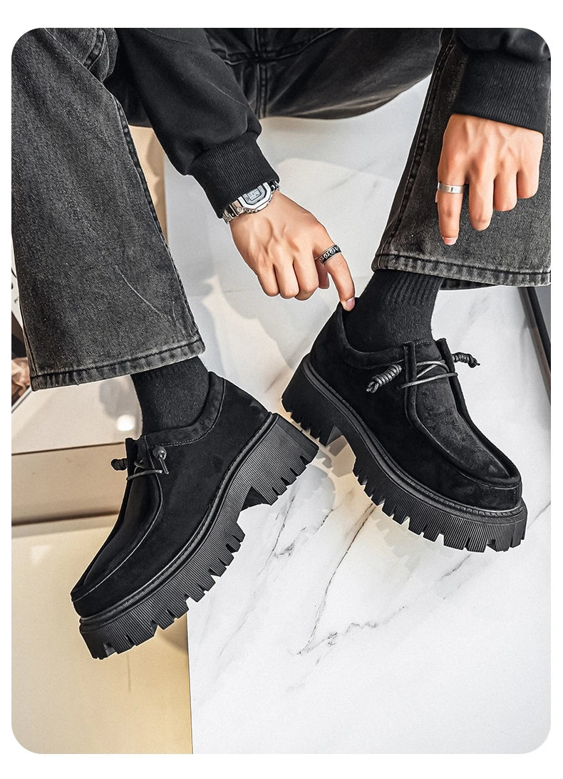 Men's Shoes 2025 Autumn New Style High-heel Thick-soled Loafers, Durable and Retro Casual Shoes, Everyday Street Trend Sneakers NovaCart