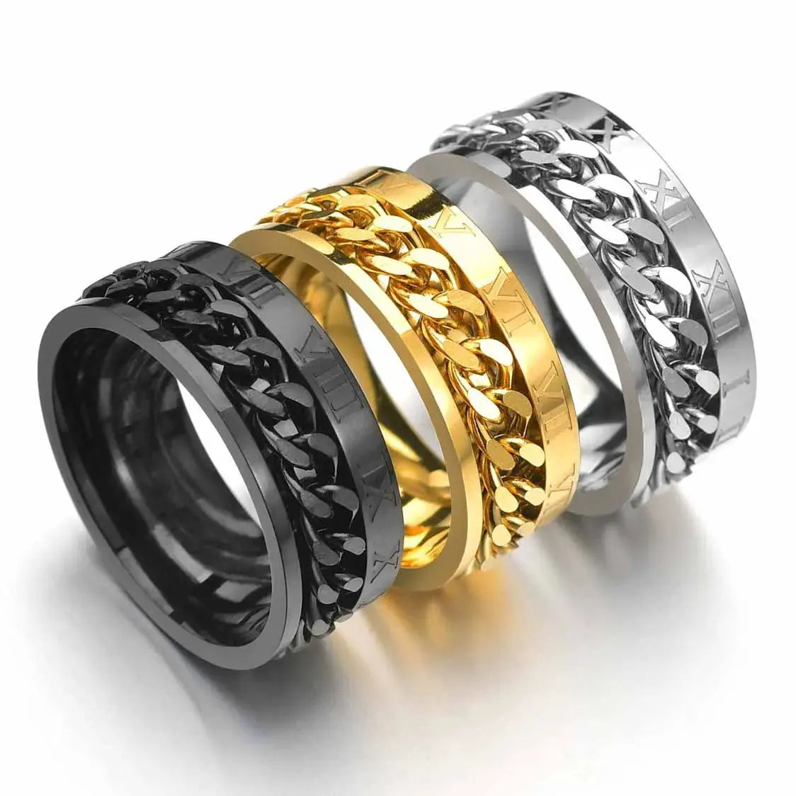 Spinning Anxiety Rings Free Shipping Items For Men Titanium Steel Rotatable Chain Fidget Joint Ring Jewelry Anillos De Hombres NovaCart
