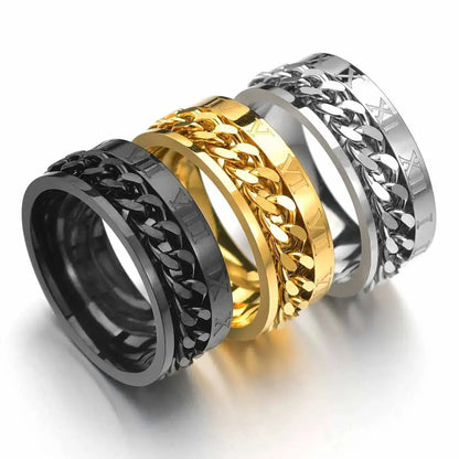 Spinning Anxiety Rings Free Shipping Items For Men Titanium Steel Rotatable Chain Fidget Joint Ring Jewelry Anillos De Hombres NovaCart