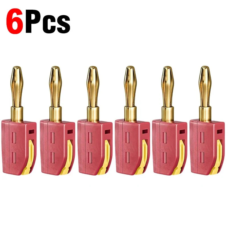 1-6PCS Portable 32A 4mm Banana Plug Solderless Quick Connect High Current Gold-Plated Connectors Audio Copper Speakers Amplifier Pi-Mart
