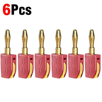 1-6PCS Portable 32A 4mm Banana Plug Solderless Quick Connect High Current Gold-Plated Connectors Audio Copper Speakers Amplifier Pi-Mart
