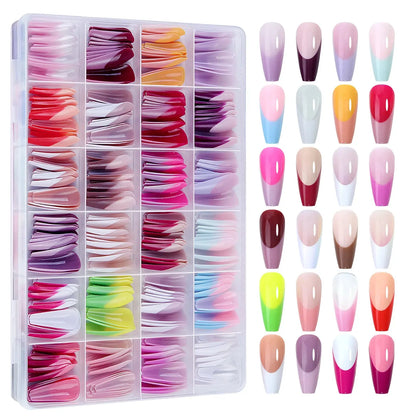 288PC False Nails Tips Coffin Almond Colorful French Acrylic Press On Nails Pre-Design Gel Nails Art Capsule For Girls Women NovaCart