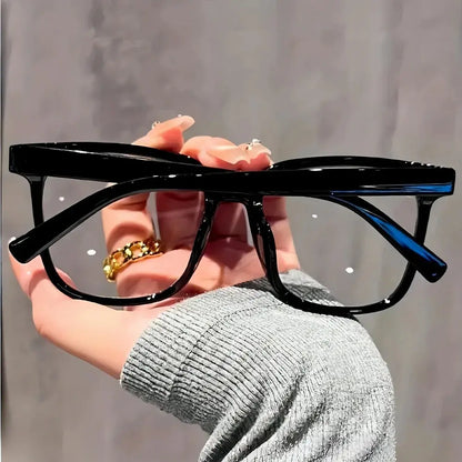 3 pairs of universal fashion glasses, square-framed glasses, fashionable campus style, clear black frame, back to school NovaCart