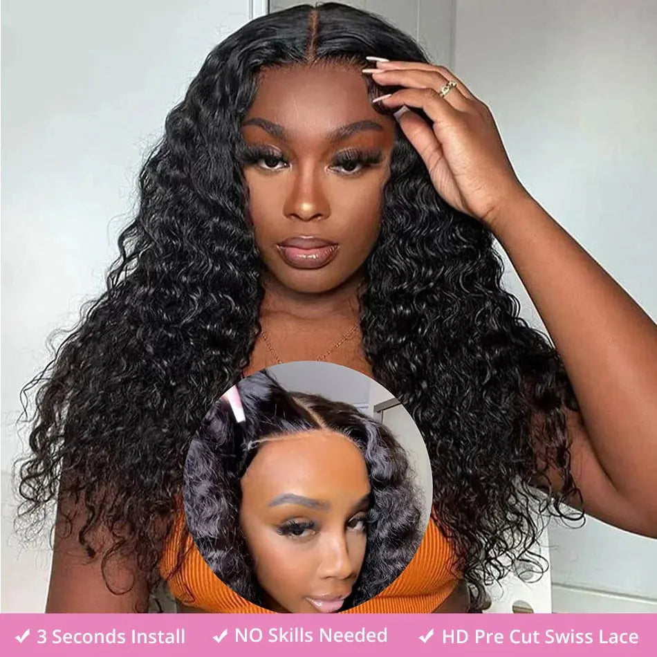 40 50 Inch HD 13x6 Deep Wave Lace Frontal Wigs Brazilian 13x4 Water Wave Curly Lace Front Human Hair Wigs For Women 300 Density NovaCart