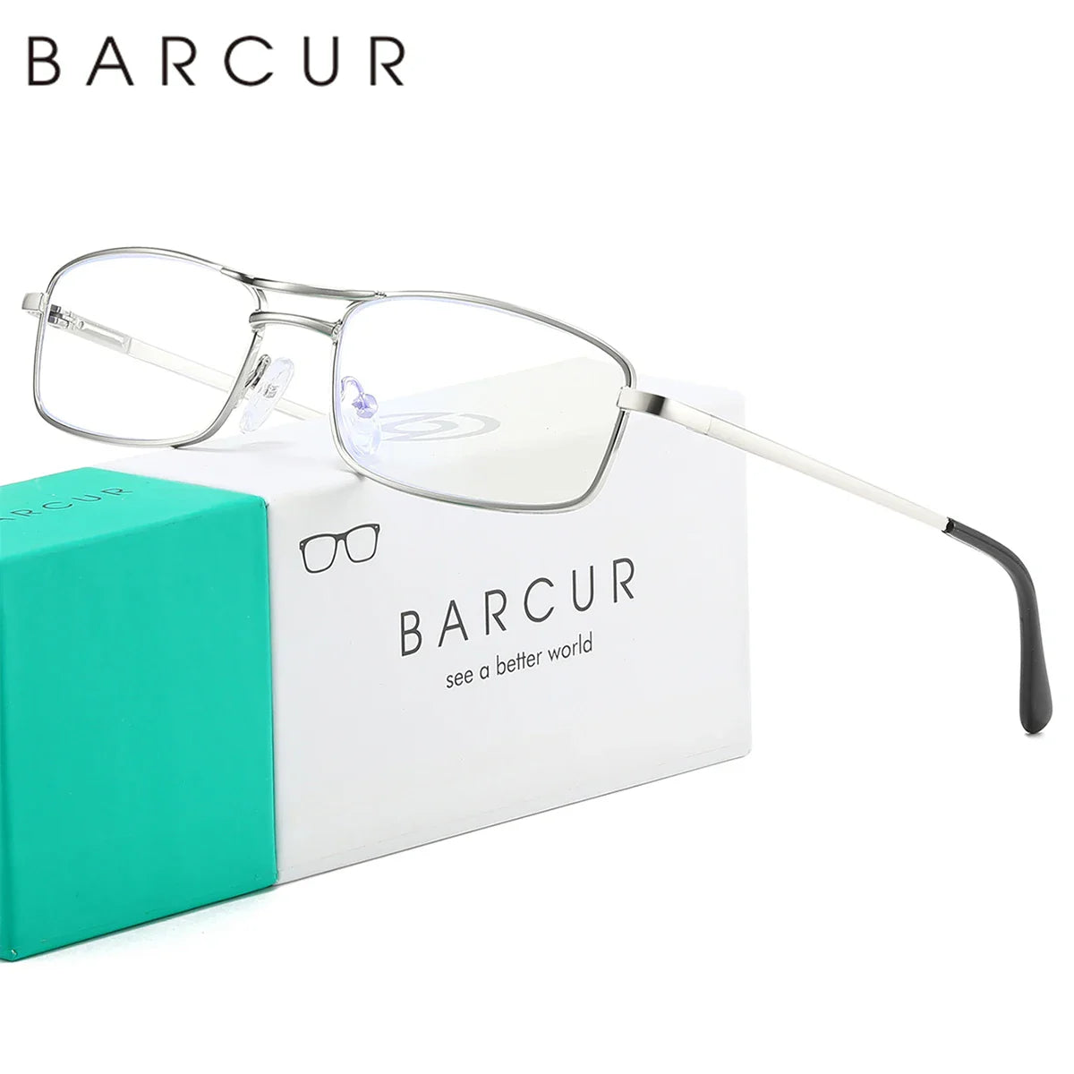BARCUR Fashion Business Presbyopia Eyeglasses for Men and Women Ultra-Light Double Bar Alloy Rectangular Small Frame Transparent HD Reading Glasses Stevvex