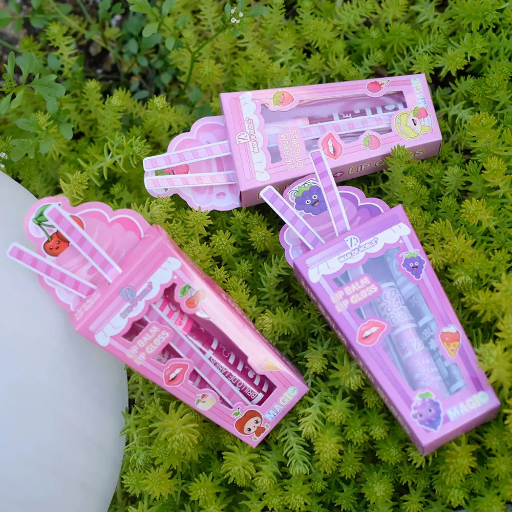 Cute Ice Cream Shiny Lip Gloss Lip Balm Set Girls Woman Waterproof Longlasting Natural Moisturizing Lips Makeup NovaCart