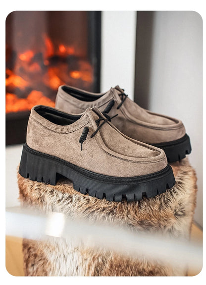 Men's Shoes 2025 Autumn New Style High-heel Thick-soled Loafers, Durable and Retro Casual Shoes, Everyday Street Trend Sneakers NovaCart
