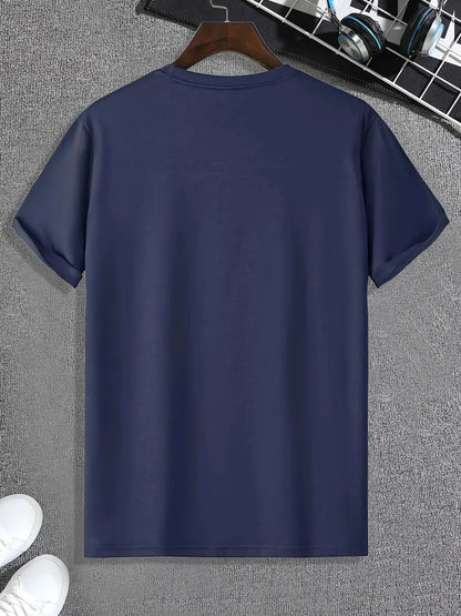 Men's summer 100% pure cotton fashionable casual sports loose trend balance letter print round neck short sleeved T-shirt top NovaCart