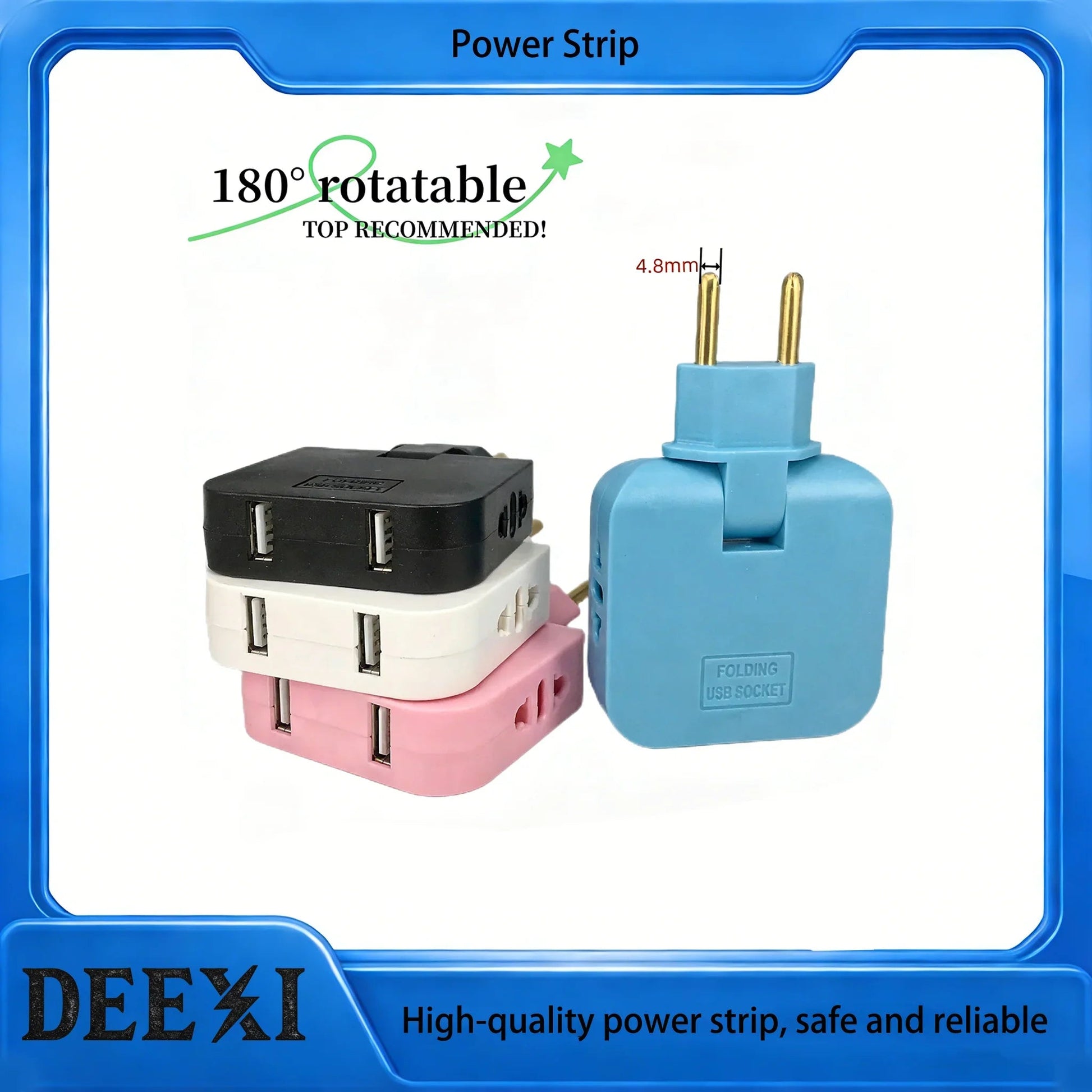 2 USB 3 in 1 EU Power Socket Plug Adapter Foldable US To EU Travel Aadapters Power Converter KR Plug Electrical Socket AC Outlet Pi-Mart
