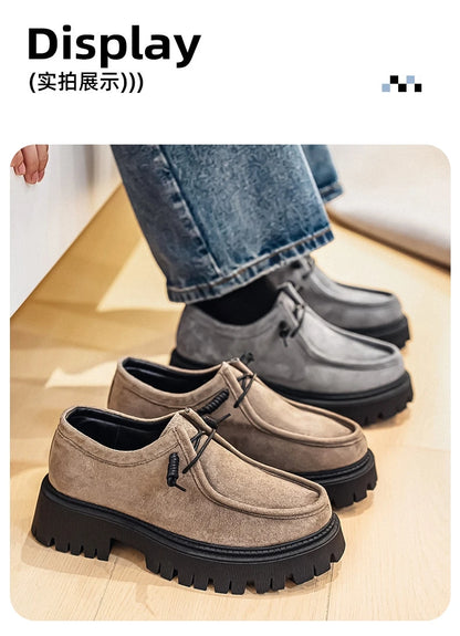 Men's Shoes 2025 Autumn New Style High-heel Thick-soled Loafers, Durable and Retro Casual Shoes, Everyday Street Trend Sneakers NovaCart