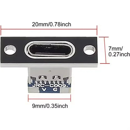 1-20Pcs USB Jack 3.1 Type-C 2Pin 4Pin Female Connector Jack Data Charging Port Small Electrical Charging Base with Fixing Plate Pi-Mart