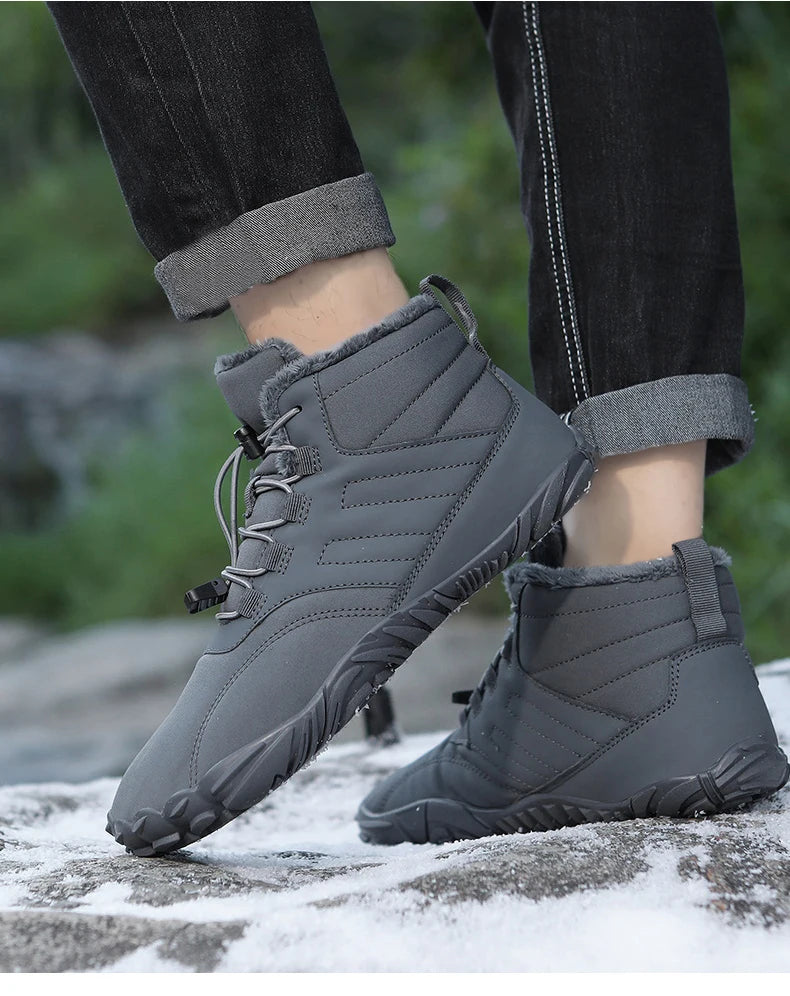 Snow Boots Men Winter Shoes Barefoot Ankle Boots 36-46 Couple Snow Shoes Outdoor Hiking Shoes Fur Warm Plush Boots NovaCart