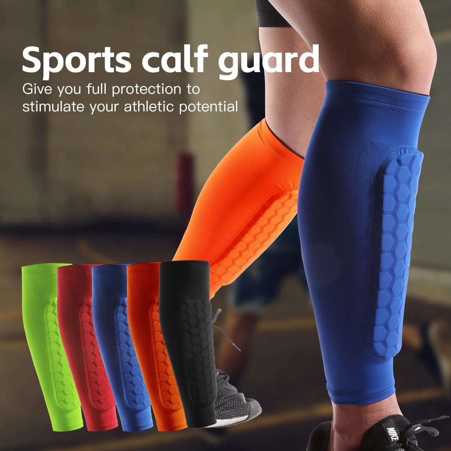 1 PC Leg Sleeves Shin Guards Shockproof Honeycomb Nylon Support Sock Shin Protector Soccer Gear Soccer Shields Sports Legging Pi-Mart