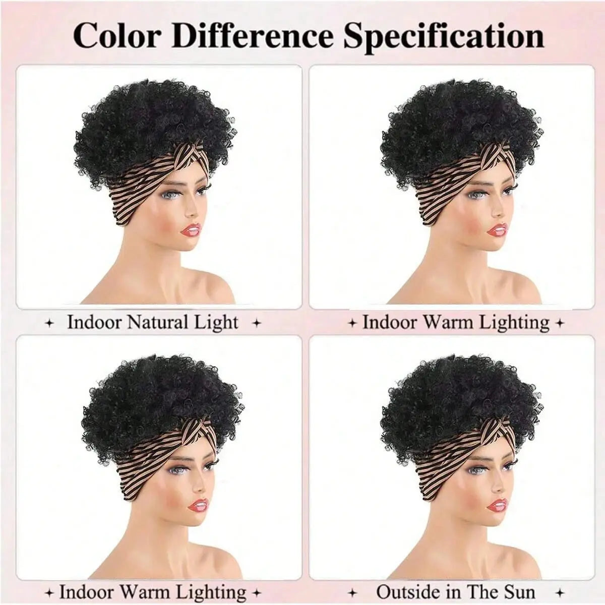 Black Headband Wigs For Women Afro Kinky Curly Wig With Synthetic Short Hair Wigs With Headband Attached Headwrap Wigs NovaCart