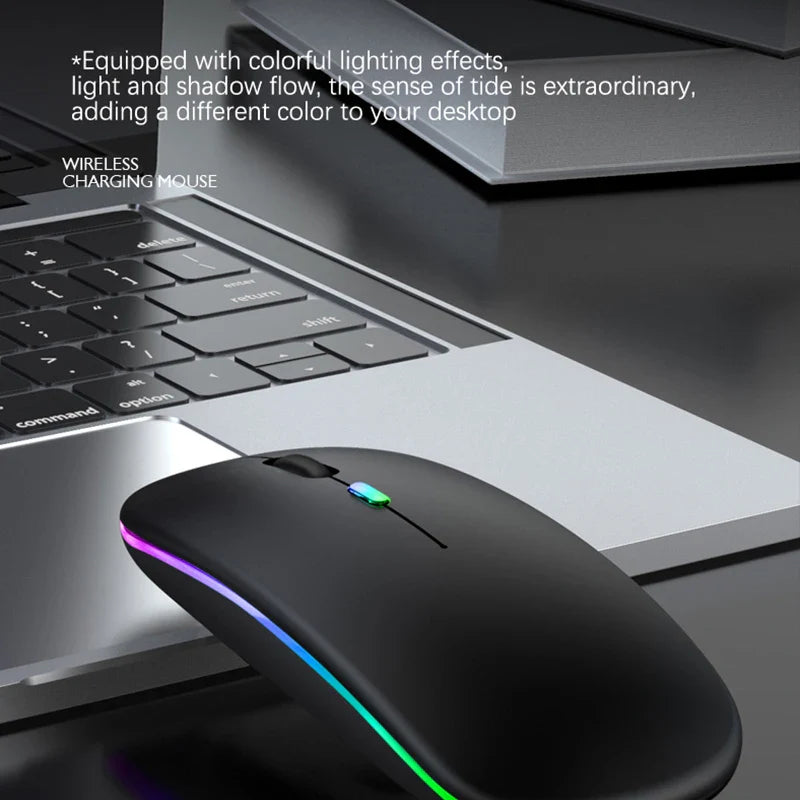Rechargeable Bluetooth Wireless Mouse with 2.4GHz USB RGB 1600DPI Mouse for Computer Laptop Tablet PC Macbook Gaming Mouse Gamer Pi-Mart
