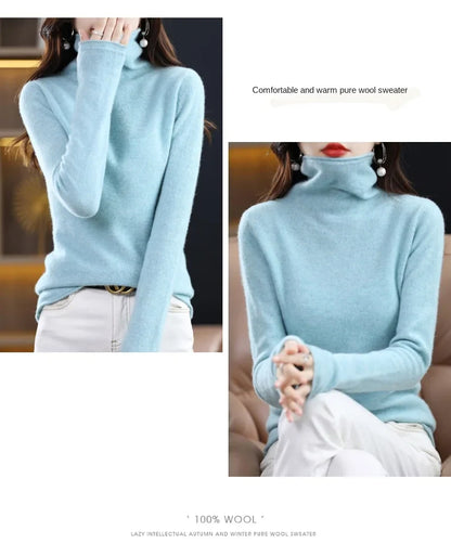 New 100% Merino Wool Turtleneck Cashmere Sweater