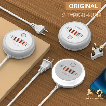 50W USB Charger Multi Ports Power Strip Socket Fast Charging Travel Charger For iPhone Samsung Xiaomi Quick Charge Phone Adapter Pi-Mart