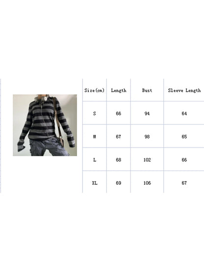 Women Teen Girls Fairy Grunge Y2k Long Sleeve Baggy Shirt Tops Striped Baby Tees Vintage Streetwear T-Shirt Autumn Clothes NovaCart
