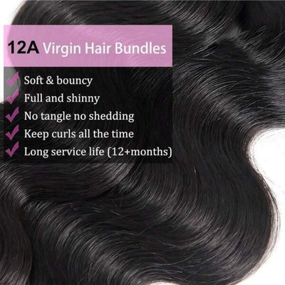 42 Inch Body Wave Bundles Human Hair Natural Black Brazilian Virgin Hair Weave 12A 100% Unprocessed Real Human Hair Extensisons NovaCart