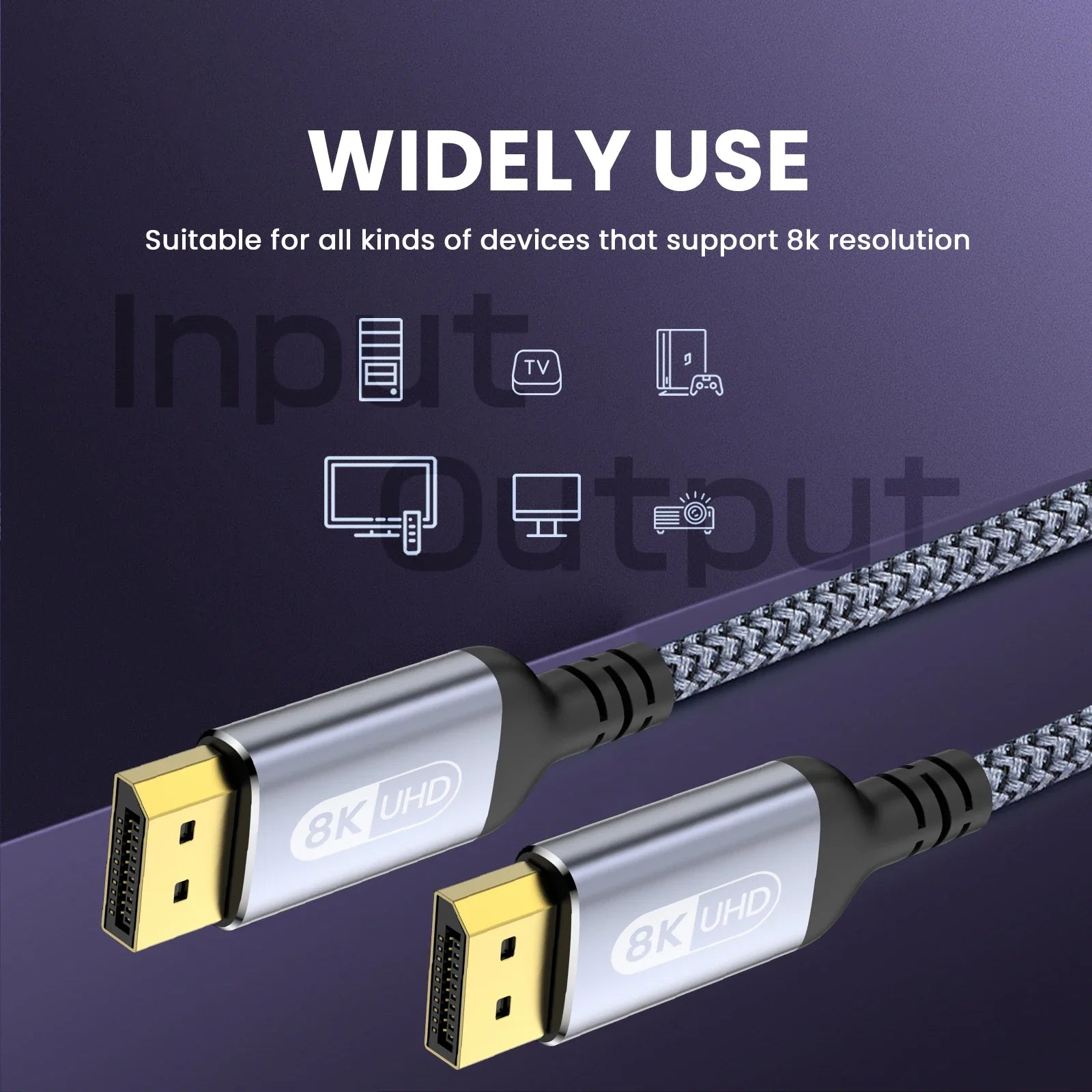 8K DP Cable DisplayPort Cable 1.4 High Speed Display Port Cord 8K@60Hz  G-Sync FreeSync 4K@144Hz 2K@240Hz HDR 10 32.4Gbps Pi-Mart