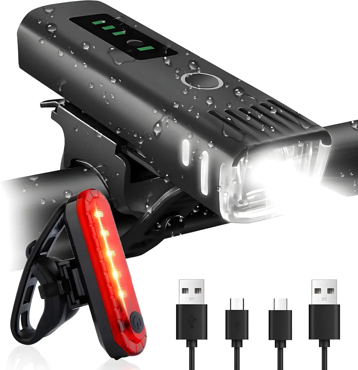 Ultra Bright Bike Light Bicycle Front Headlight Night Riding Red Back Taillight Waterproof for Adult Kids Road Mountain Cycling Pi-Mart