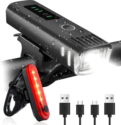 Ultra Bright Bike Light Bicycle Front Headlight Night Riding Red Back Taillight Waterproof for Adult Kids Road Mountain Cycling Pi-Mart