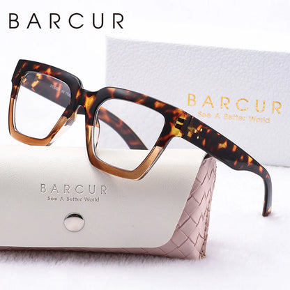 BARCUR Large Fashionable Frame Pink Reading Glasses for Women – Stylish Square Thick Frame Eyewear with Multi-Degree Options for Men & Women – Lightweight Blue Light Blocking Computer Glasses with White Gift Box for Home Office & Study Stevvex