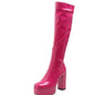 SIMLOVEYO Platform Knee High Boots Toe Block Heels Rubber Size 34-43 Black White Blue S2729 NovaCart