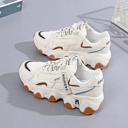 CINESSD 2023 Trendy Mesh Platform Sneakers Leather Shoes Breathable Casual Sports Shoes Women Flats NovaCart