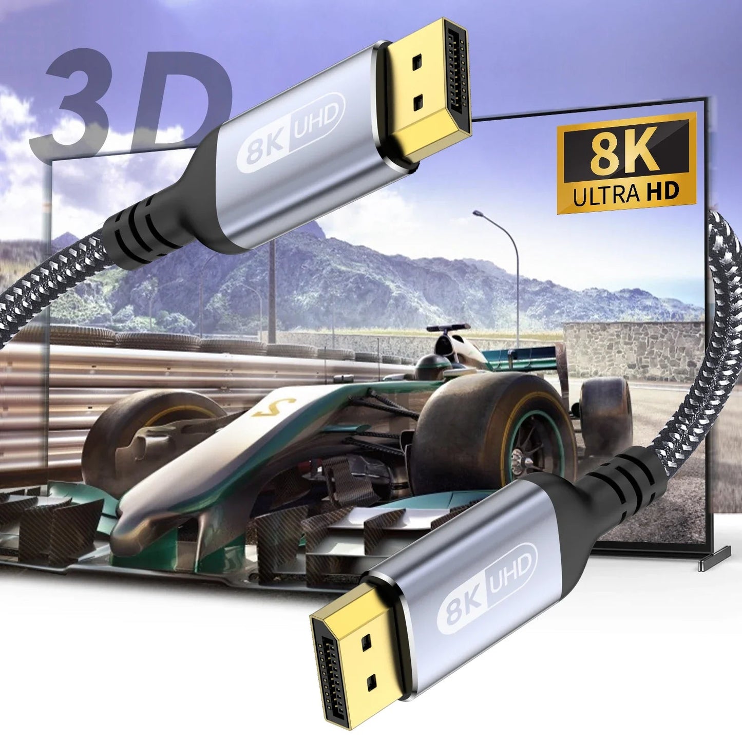 8K DP Cable DisplayPort Cable 1.4 High Speed Display Port Cord 8K@60Hz  G-Sync FreeSync 4K@144Hz 2K@240Hz HDR 10 32.4Gbps Pi-Mart