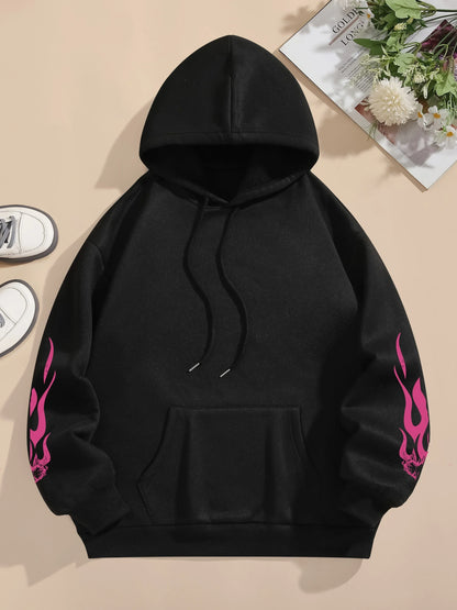 Sweatshirts Passionate Love Flame Heart Printed Hoodies