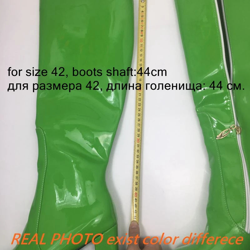 SIMLOVEYO Platform Knee High Boots Toe Block Heels Rubber Size 34-43 Black White Blue S2729 NovaCart