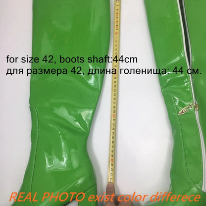 SIMLOVEYO Platform Knee High Boots Toe Block Heels Rubber Size 34-43 Black White Blue S2729 NovaCart