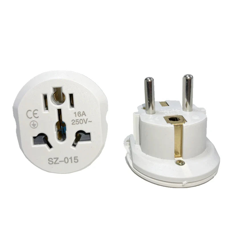 Universal Travel Adapter Converter 16A 250V Korea EU Plug 2 round Socket High Quality Wall Socket for AU US UK CN to EU KR Pi-Mart