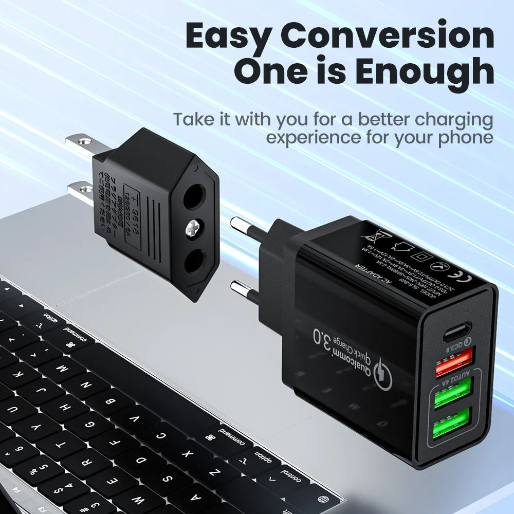 Elough 4.0mm US To EU Converter Plugs European EU To US America Travel Plug Adapter US to EU Power Adapter Electrical Plug Pi-Mart