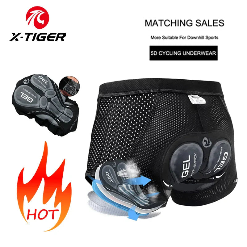 X-TIGER Men's Cycling Underwear with 5D Gel Cushioned MTB Boxer Cycling Shorts Road Cycling Underwear Cycling Equipment Pi-Mart