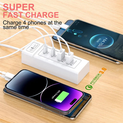 Multi Ports USB C Charger Power Strip PD Type C Fast Charging Wall Charger Socket Quick Charge 3.0 EU/US/UK Plug Power Adapter Pi-Mart