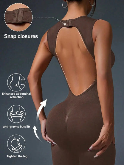 🧘‍♀️ Seamless Sleeveless Yoga Jumpsuit with Zipper Closure FitiqueFit