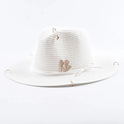 Unisex Metal Letter Straw Panama Hat FitiqueFit