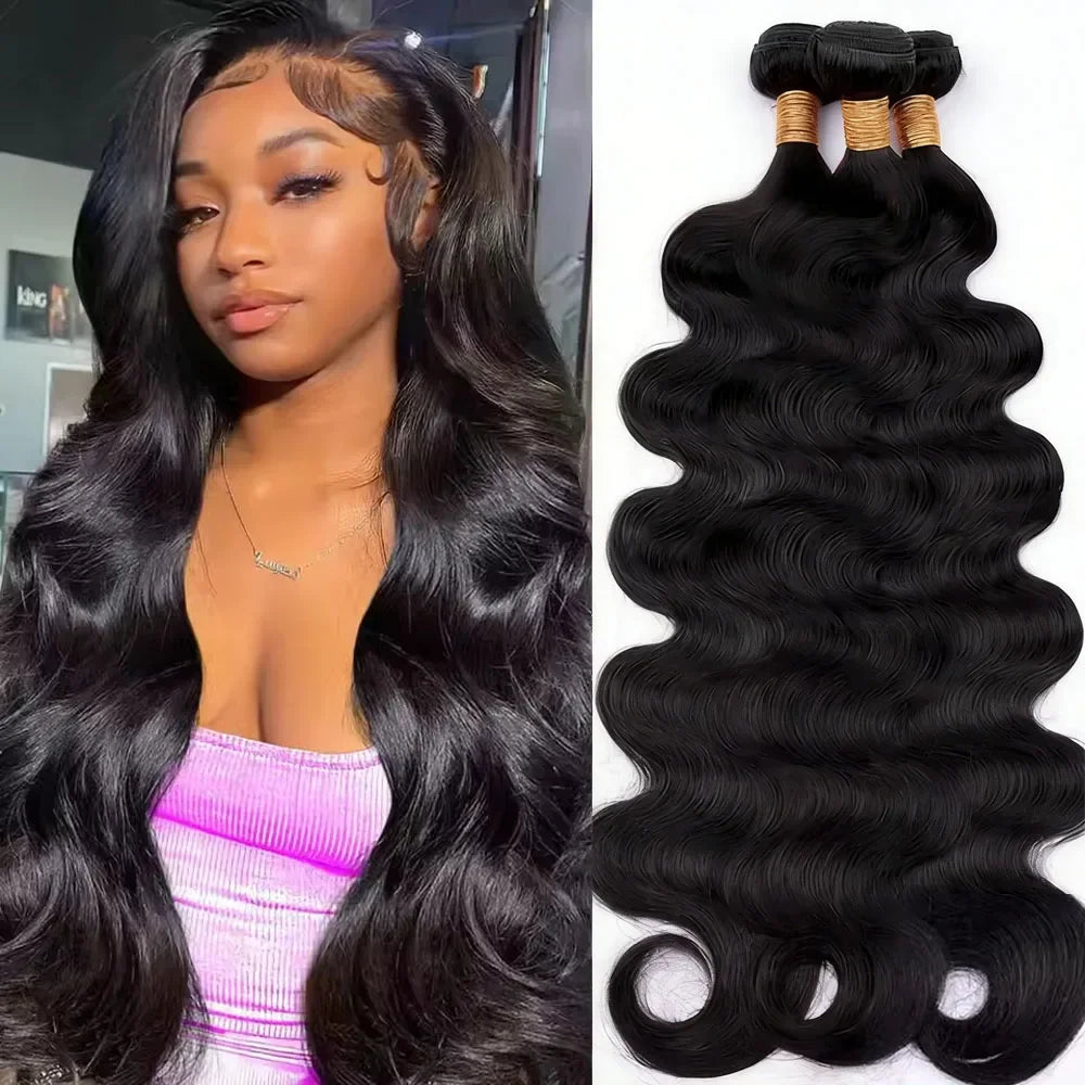 42 Inch Body Wave Bundles Human Hair Natural Black Brazilian Virgin Hair Weave 12A 100% Unprocessed Real Human Hair Extensisons NovaCart