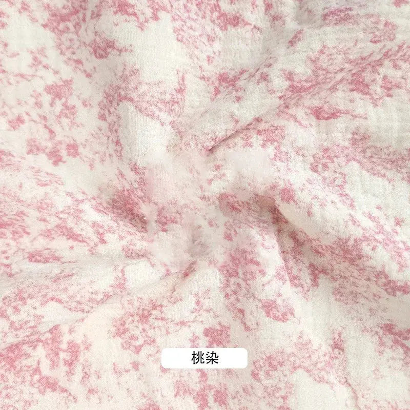 Pure Cotton Blue Floral Printing Double-layer Gauze Crepe Fabric For Home Clothes Pajamas Blankets Handmade DIY Fabric 0.5/1/2m NovaCart