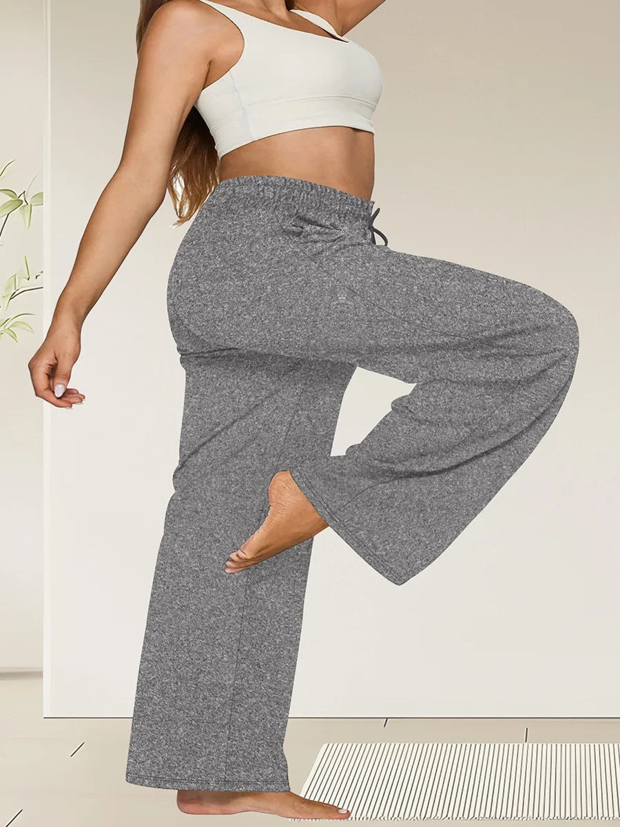 Plus Size Wide Leg  European Fit Straight Pockets Loose Elastic Waist Pants
