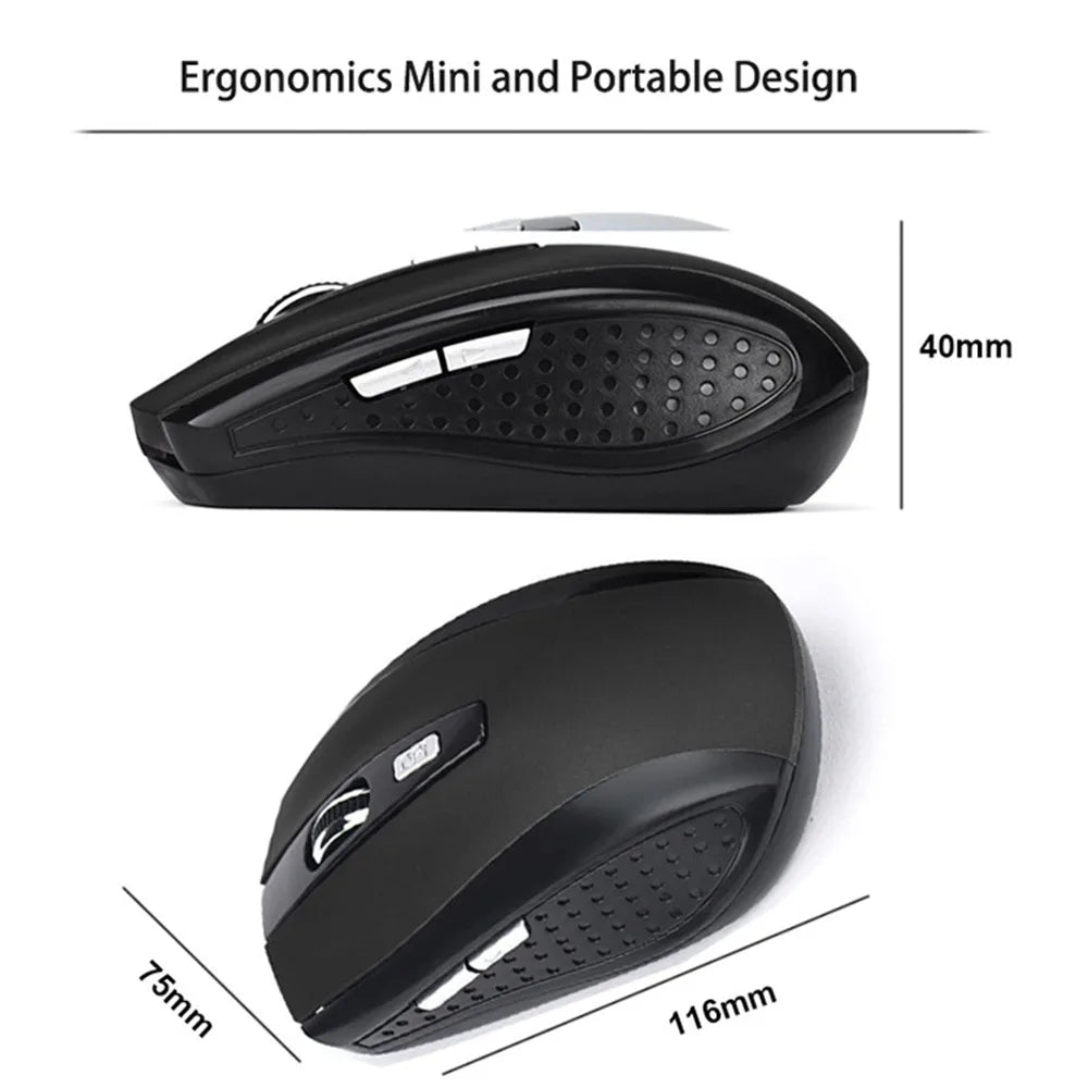 2.4G Wireless Mouse 2.4Ghz Gaming Mouse 6D Optical Wireless Mouse Slim Mini Noiseless Mice  DPI1600 for Macbook PC Laptop Pi-Mart