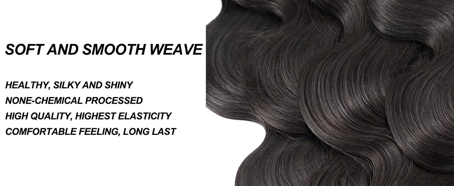 42 Inch Body Wave Bundles Human Hair Natural Black Brazilian Virgin Hair Weave 12A 100% Unprocessed Real Human Hair Extensisons NovaCart